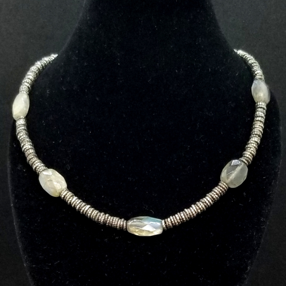 Bettina Duncan metal disc & labradorite necklace
